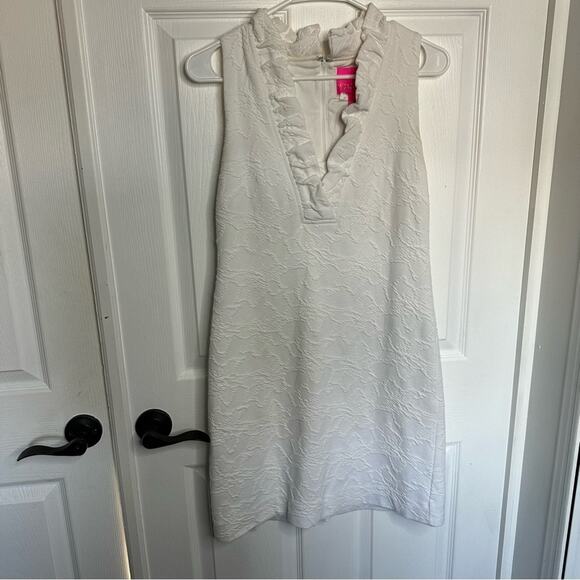 Lilly Pulitzer Tisbury Shift Dress Resort White Knit pucker Jacquard Small - Picture 2 of 10
